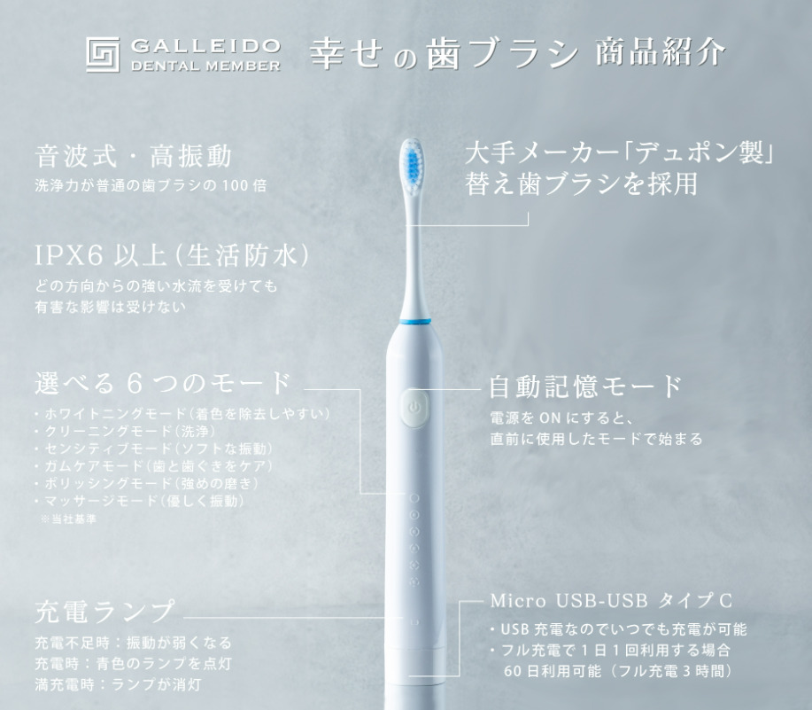 幸せの歯ブラシ選べる6つのモード紹介